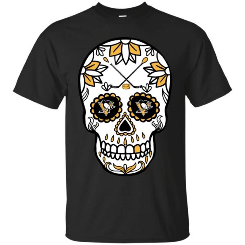 Pittsburgh Penguins Hockey Sugar Skull Day of the Dead Shirts