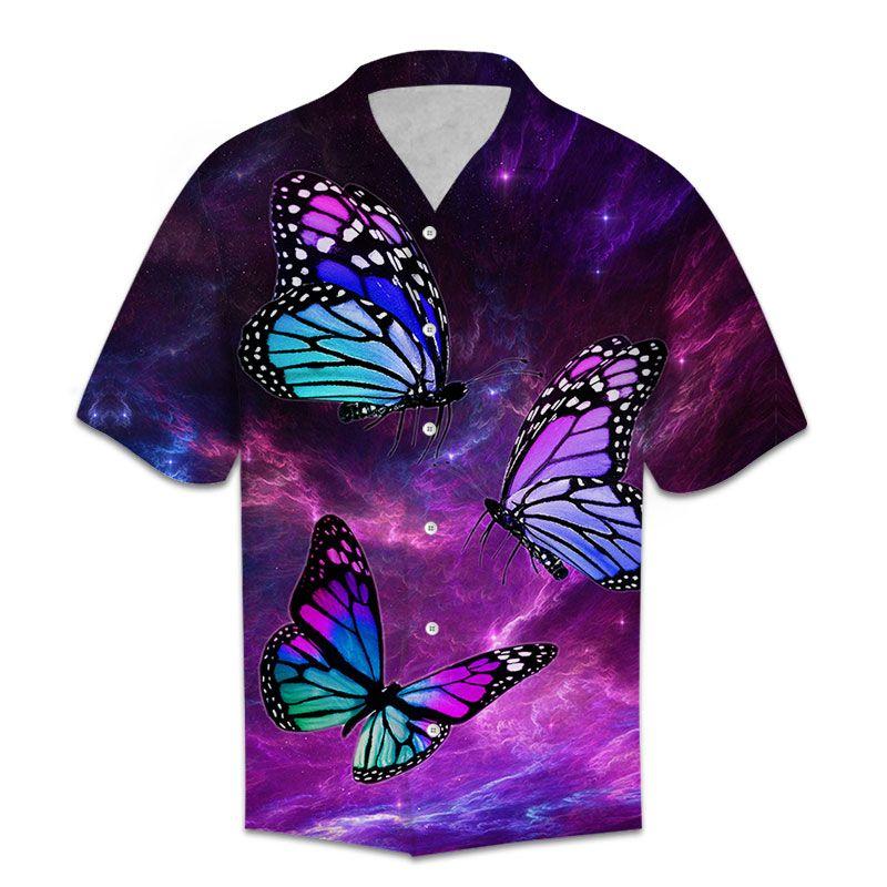 Butterfly Purple Sky Hawaii Shirt For Hawaii Aloha Ha106016