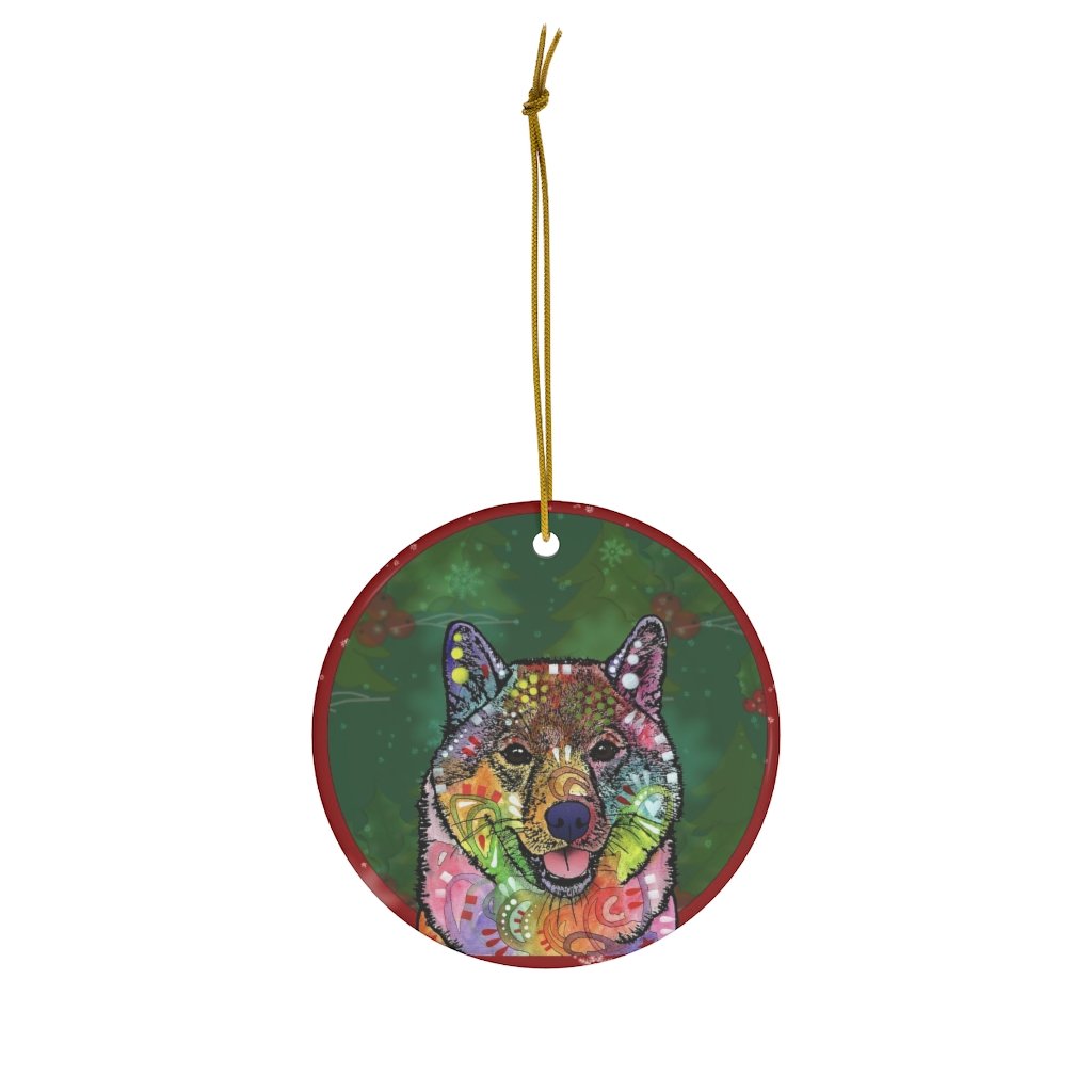 Shiba Inu Design Ceramic Christmas Ornaments – Dean Russo Art