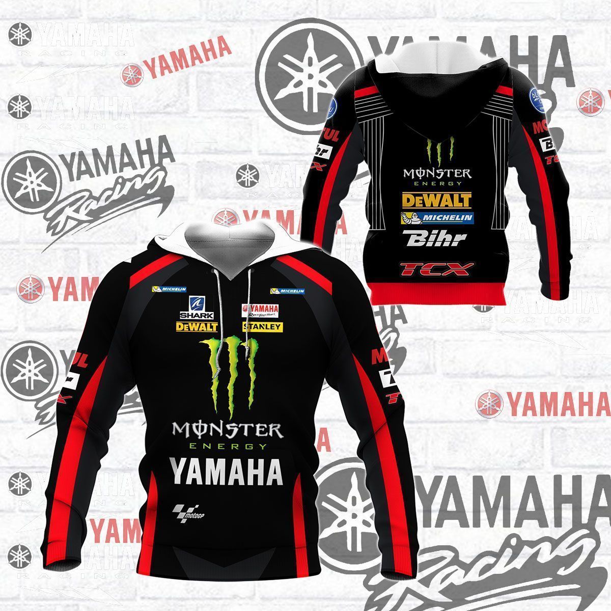3D All Over Printed Yamaha Racing PVT-NH Shirts Ver5 (Black&Red)