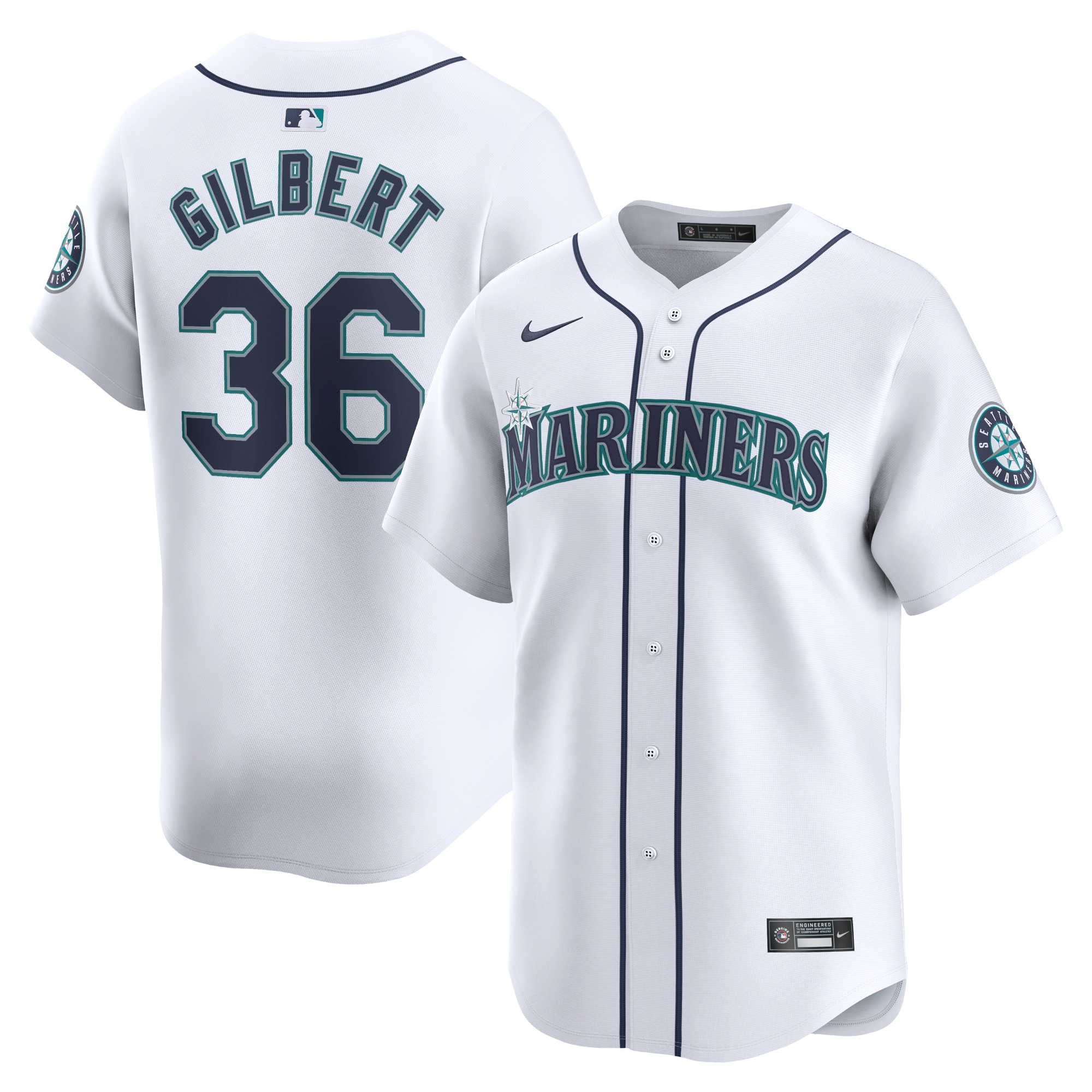 Logan Gilbert Seattle Mariners Home Limited Player Jersey – White