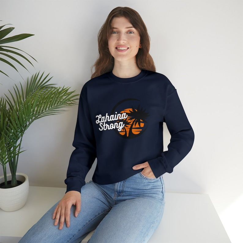 Lahaina Strong Maui Strong Sweatshirt Maui Support Unisex Shirt Sunset Beach Plam Tree Sweatshirt Sws1735