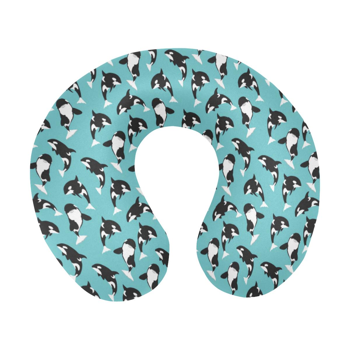 Whale Action Design Themed Print U-Shaped Travel Neck Pillow