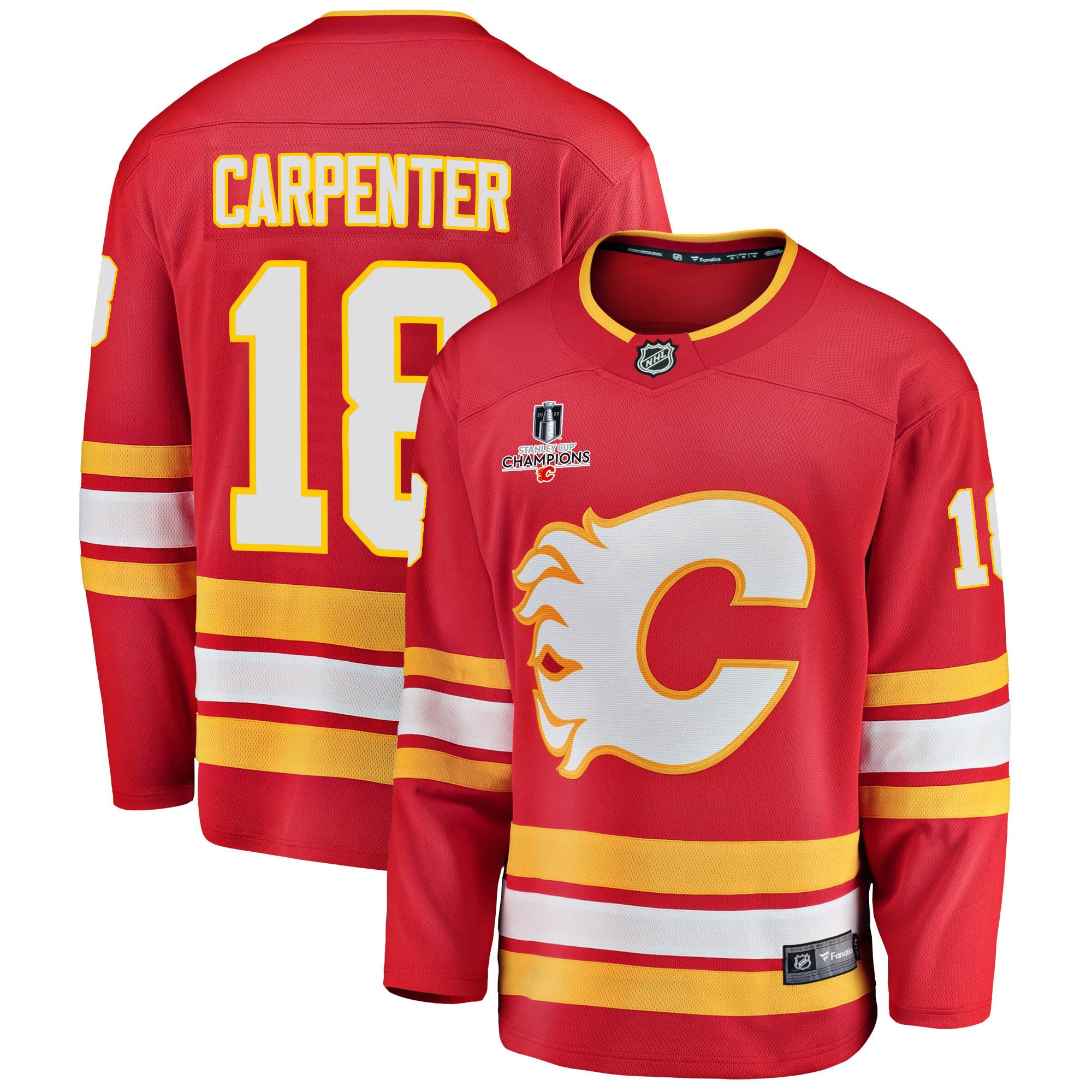 Calgary Flames Ryan Carpenter 18 Home 2022 Stanley Cup Champions Breakaway Men Jersey – Red