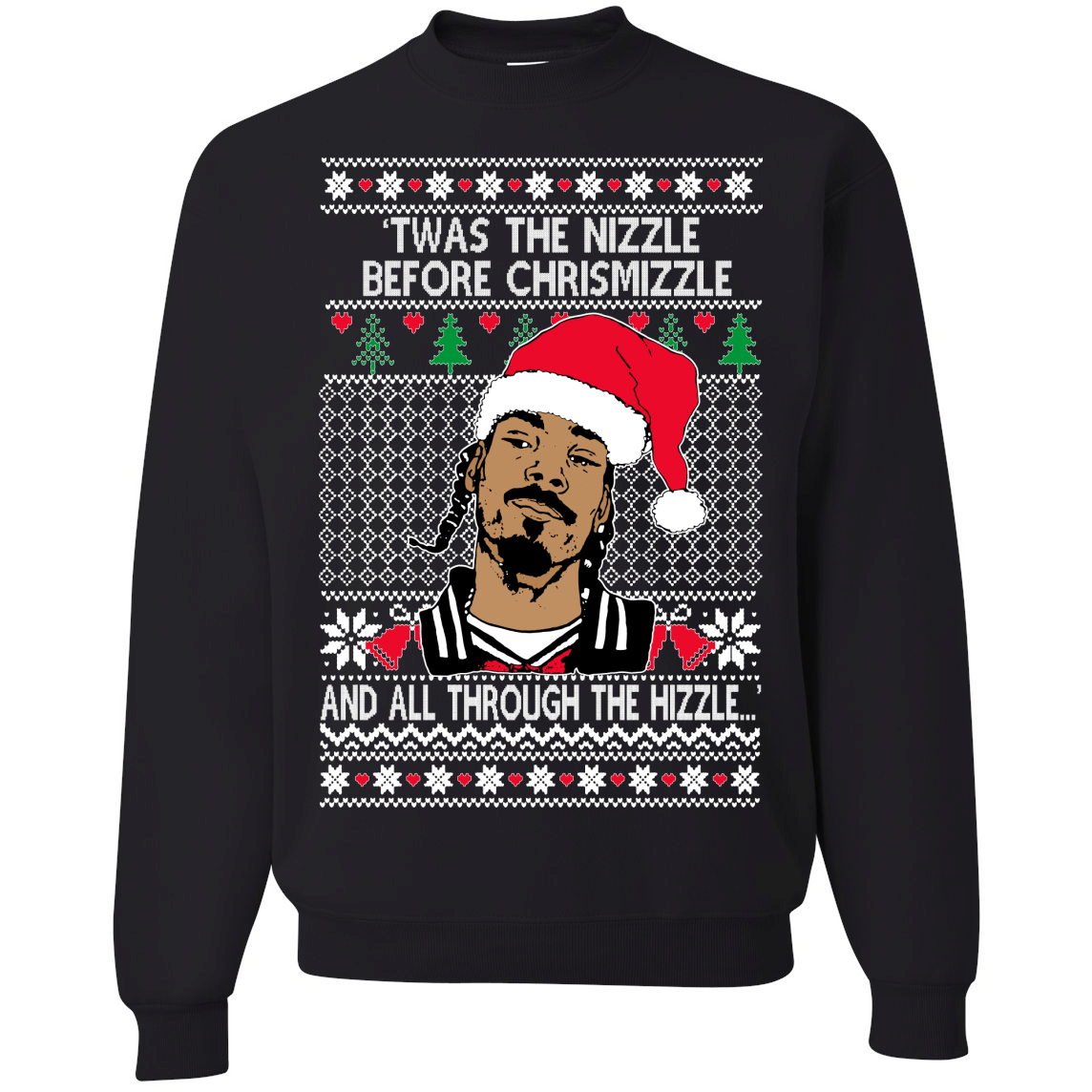 Wild Bobby, Funny Snoop Dog Ugly Christmas Sweater, Fo Shizzle Dizzle Chrismizzle | Mens Ugly Christmas Crewneck Graphic Sweatshirt