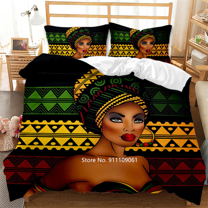 3D-Printed Exotic Tribe Dresses Deluxe Bedding African Girls Fashion Down S Pillowcases 2-3 Sets Of S Duvet Covers