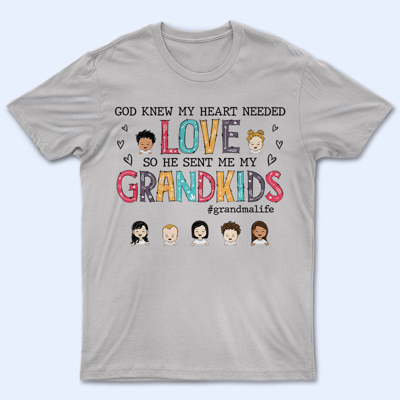 Grandma God Sent Me My Grandkids – Mother Gift – Personalized Custom T Shirt