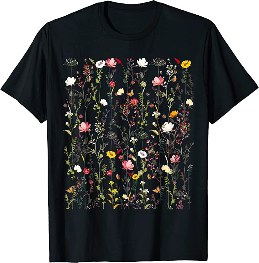 Vintage Inspired Flower Botanical Graphic T-Shirt