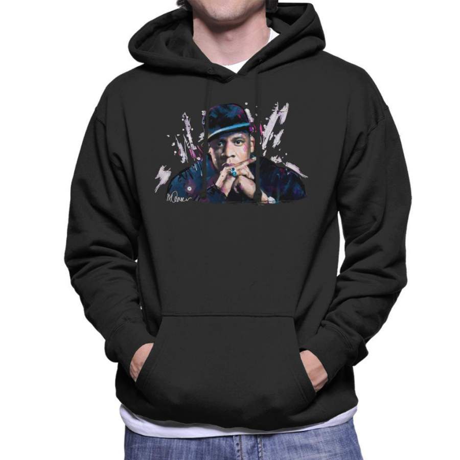Sidney Maurer Original Portrait Of Jay Z The Black Album Men’s Hooded Sweatshirt