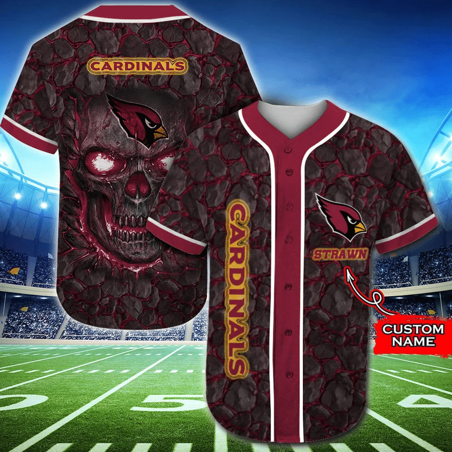 Arizona Cardinals Baseball Jersey Skull Rock Personalized Name