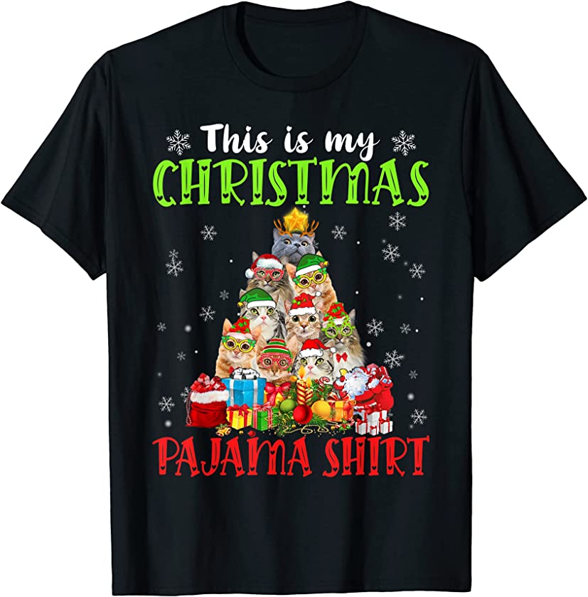 This Is My Christmas Pajama Shirt Cat Kitten Lover T-Shirt