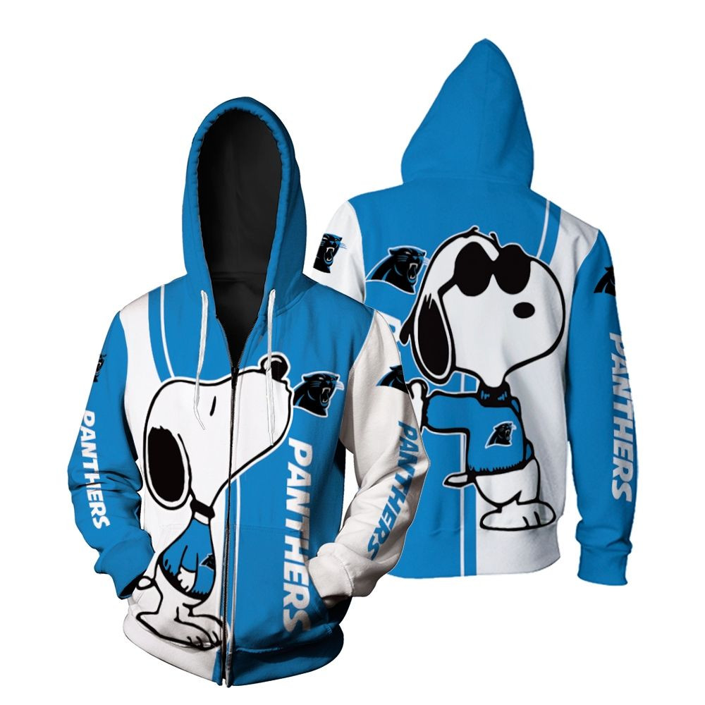 Carolina Panthers Snoopy Lover 3D Printed Zip Hoodie