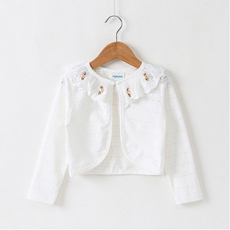 Summer Baby Girl Cardigan Jacket Kids Spring Autumn Long Sleeve Hollow Out Sweater For Girls Cape Coat alx