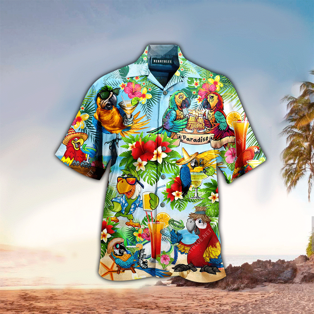 Five Oclock Somewhere Parrots Cocktails Unisex Hawaii Shirt Aloha Ha54783