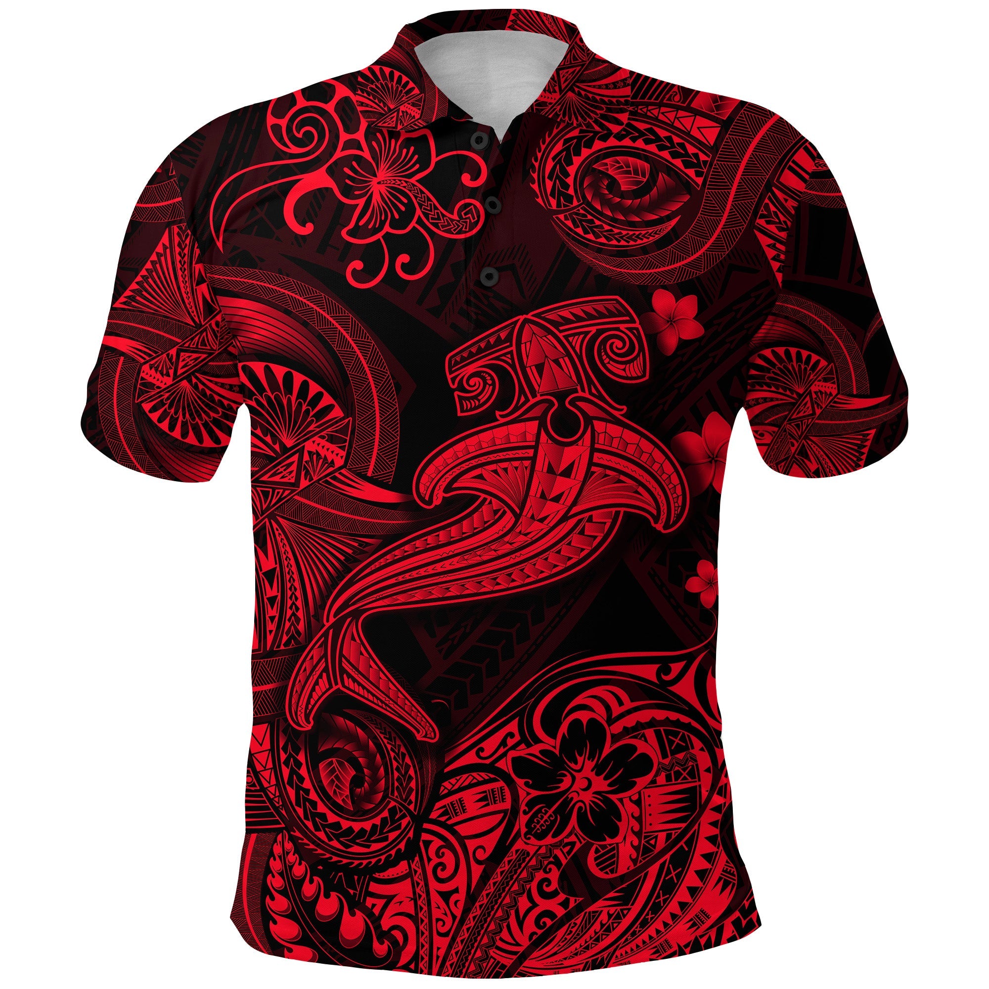 (Custom Personalised) Hawaii Hammer Shark Polynesian Polo Shirt Unique Style – Red Lt8