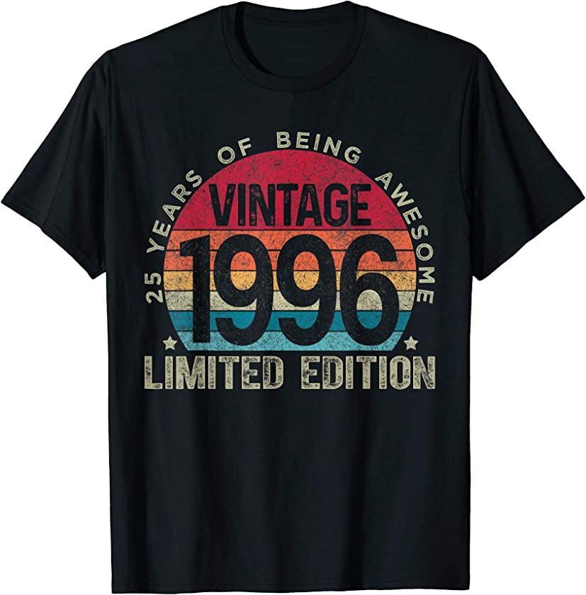 25th Birthday Retro Limited Edition 1996 Vintage Birthday T-Shirt