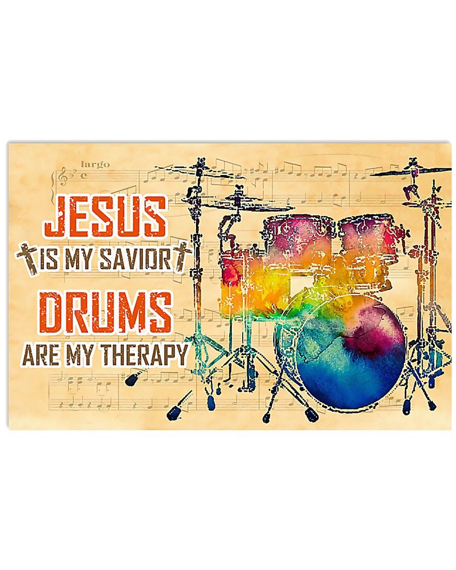 Drummer Jesus Is My Savior Drums Are My Therapy Horizontal Canvas And Poster | Wall Decor Visual Art