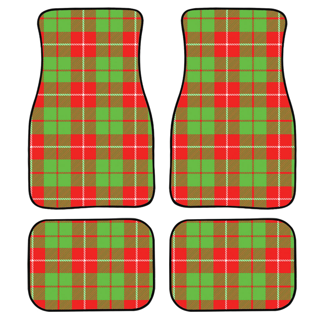 Xmas Plaid Pattern Print Front And Back Car Floor Mats, Front Car Mat