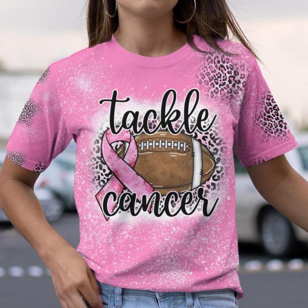 Tackle Cancer American Football Leopard Breast Cancer 3D Clothes