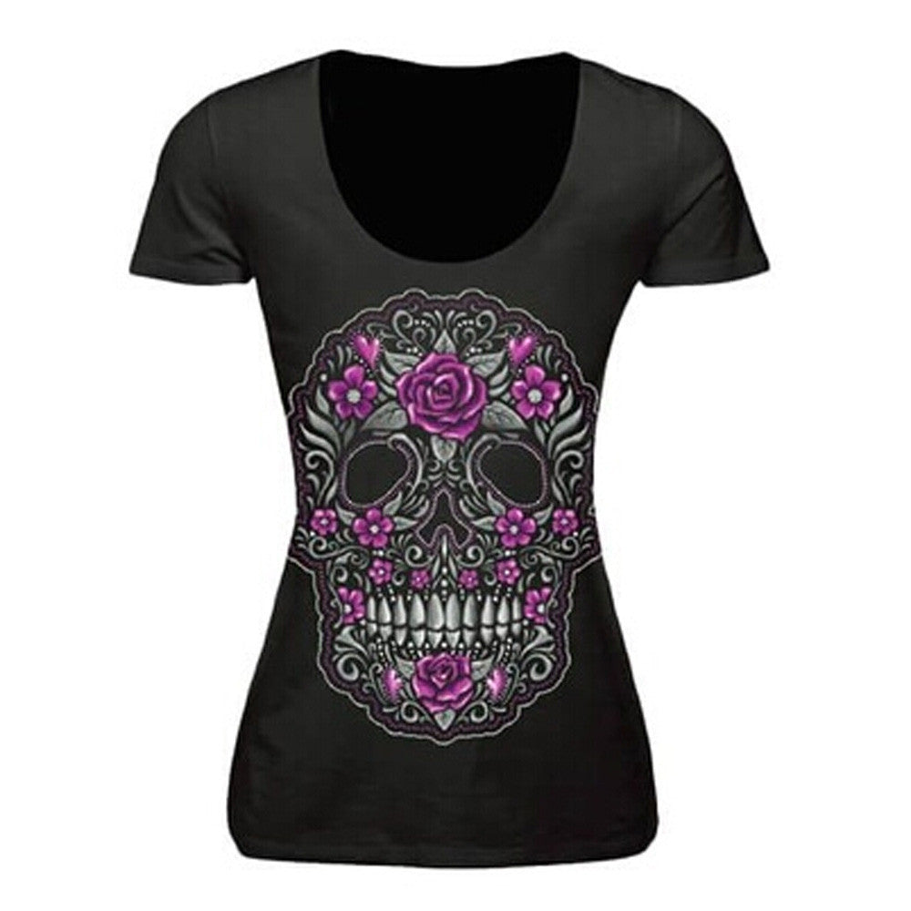 Lady Skull T-shirt - TattoosCafe