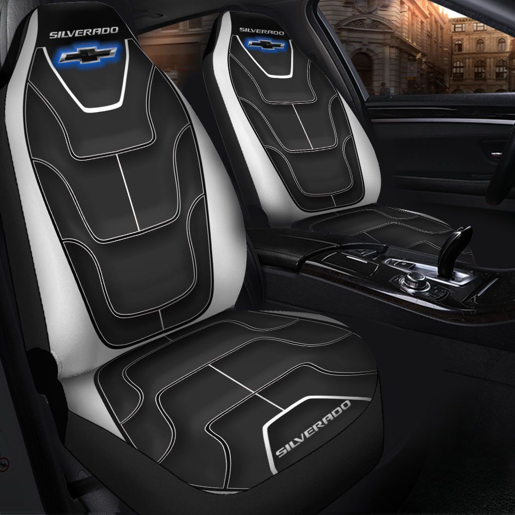 Chevrolet Silverado Tin-Lt Car Seat Cover (Set Of 2) Ver 2 (Black)