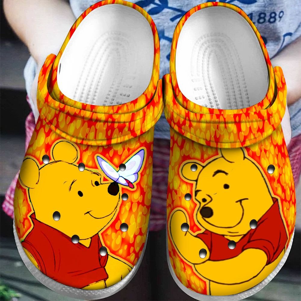 Winnie The Pooh, Pooh Band Butterfly Rubber Crocs Crocband Clogs, Comfy Footwear