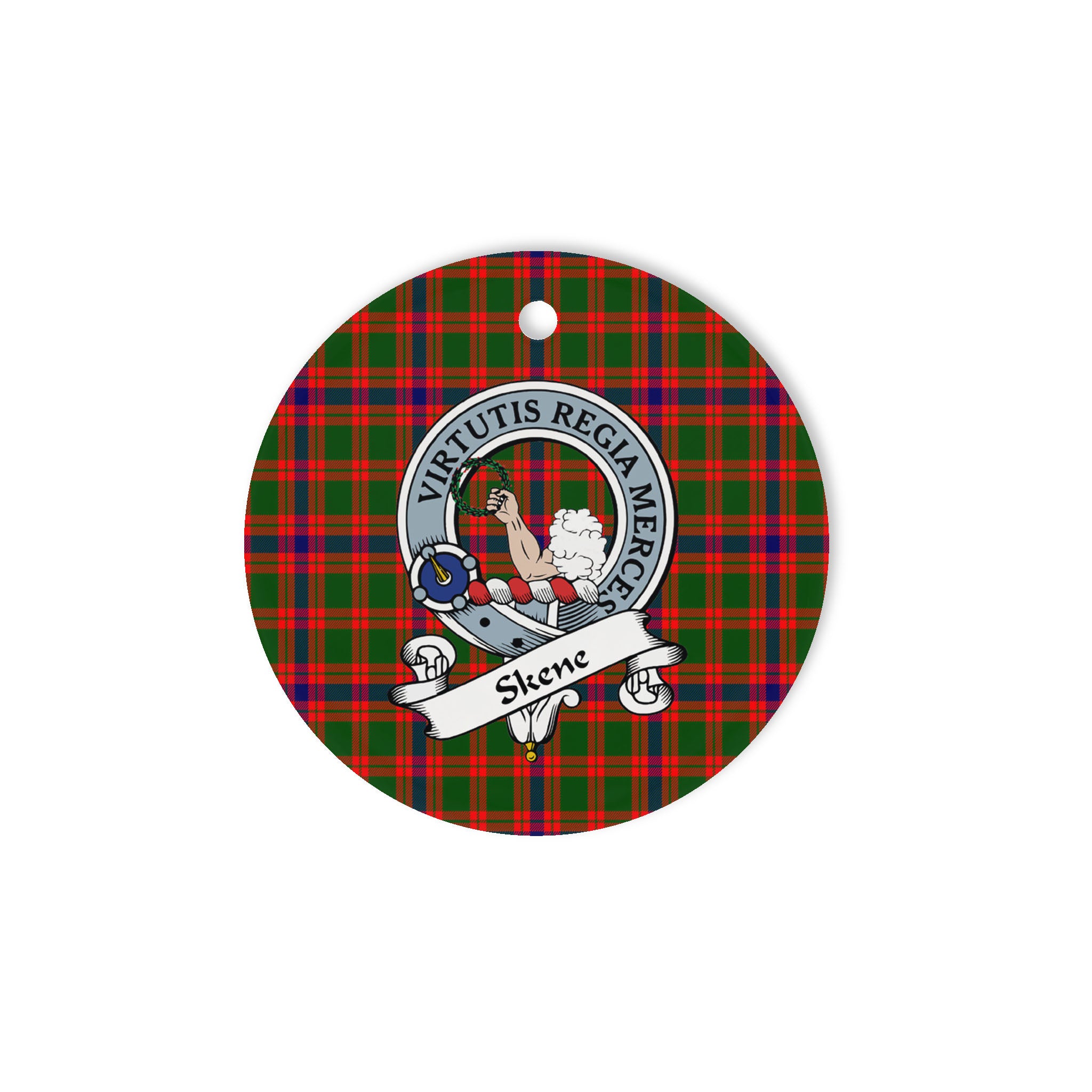 Skene Scottish Clan Badge Plaid Ornament Gift. Christmas Tree Ornament Skene Clan Tartan Ornament Great Christmas Ornaments Gift