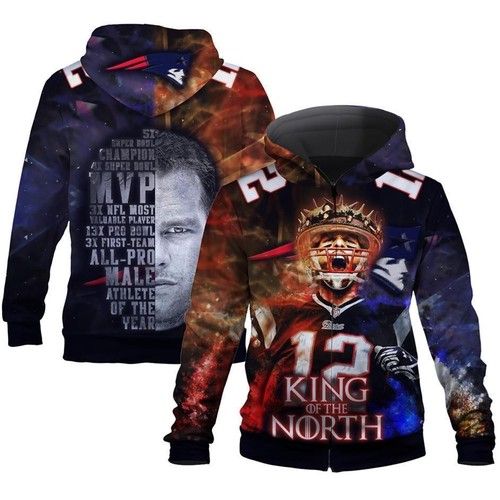 New England Patriots King Of North Pullover And Zippered Hoodies   3d Hoodie  Hoodie For Men For Women Best Trending Gift Personalize