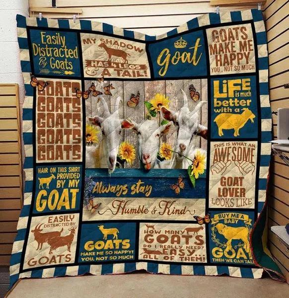 Always Stay Humble & Kind – Goat Blanket Gift For Goat Lovers Friend Birthday Gift Home Decor Bedding Couch Sofa Soft And Comfy Cozy