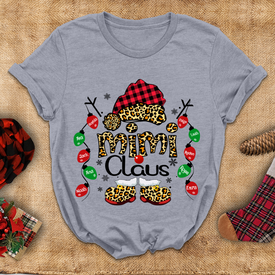 Mimi Claus Leopard Christmas, Lights Shirt