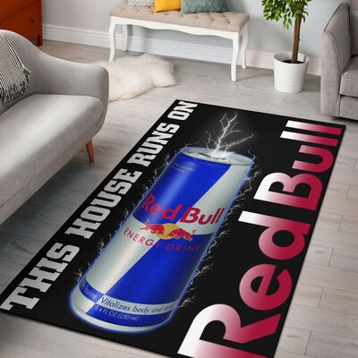 This House Runs On Redbull Living Room Rug Carpet All Over Print Logo Custom Area Rug Carpet Full Sizes Home Living Rug Carpet Decor