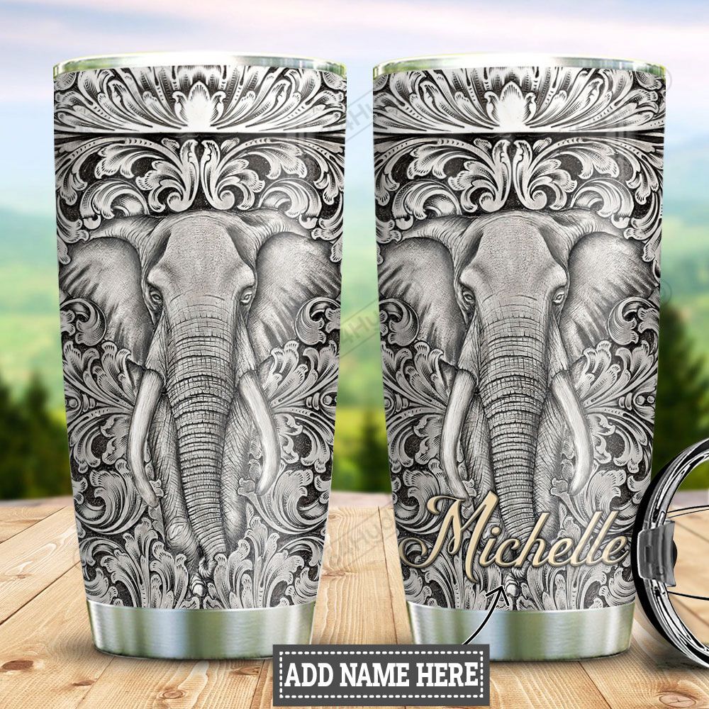 Personalized Elephant Silver Style TTZ2511005 Stainless Steel Tumbler