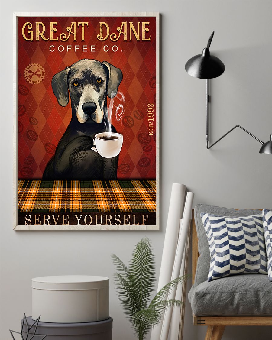 Great Dane Coffee 4 Canvas Wall Art, Poster And Canvas, Wall Decor ...