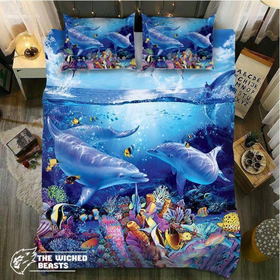 Dolphins Deepea 3D Customize Bedding Set Duvet Cover Set Bedroom Set Bedlinen