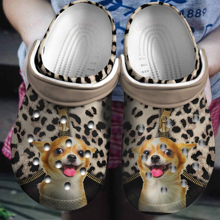 Zipper Leopard For Chihuahua Lovers Crocs Classic Clogs Shoes