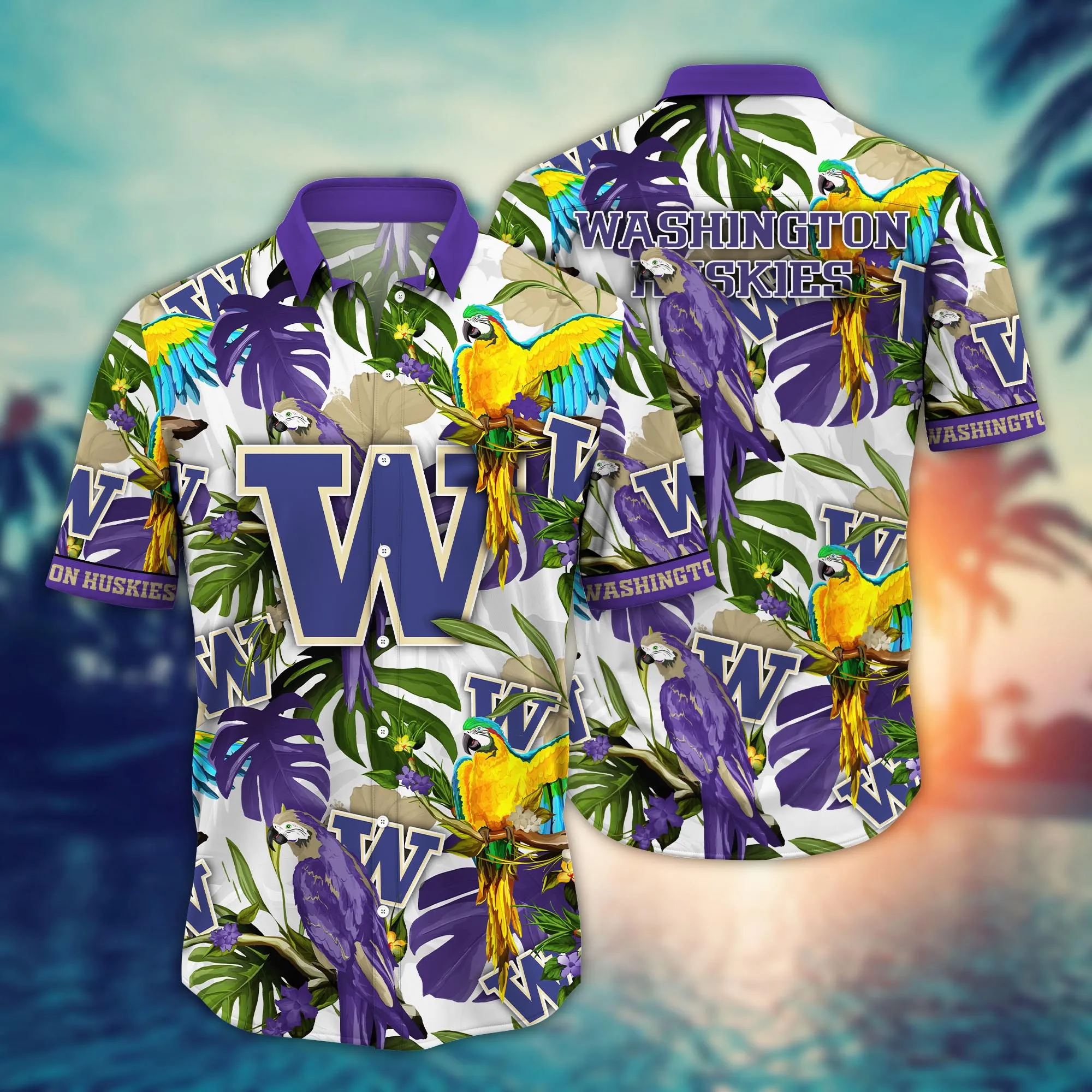 Washington Huskies NCCA Hawaiian Shirt Tropicaltime Aloha Shirt