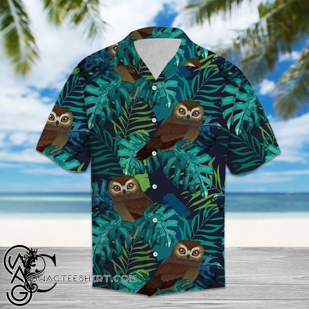 Beach Shirt Tropical Owl Hawaiian Shirt- Chillicothemall