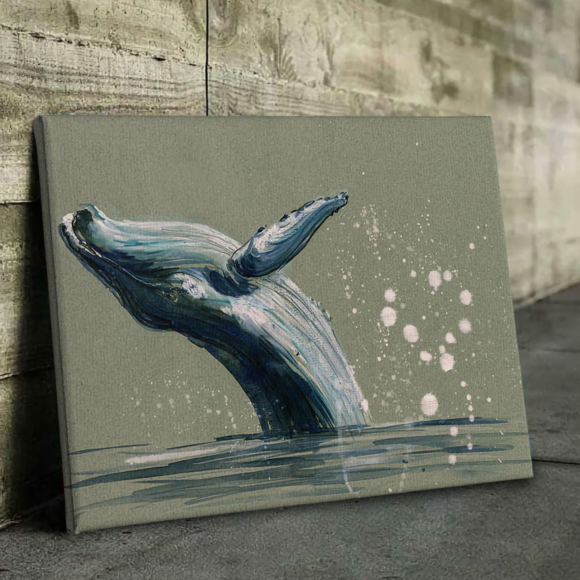 Humpback Whale Swimming Poster & Canvas