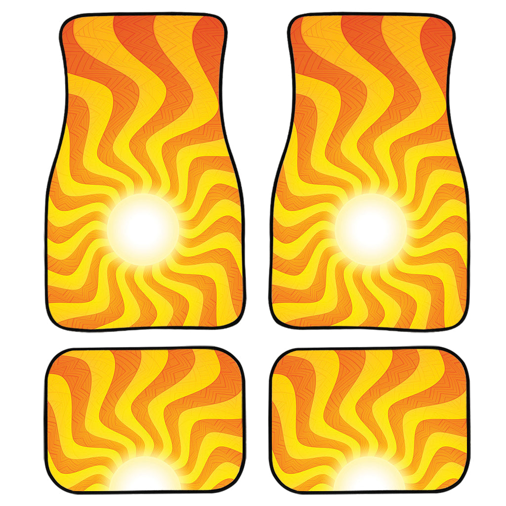 Psychedelic Burning Sun Print Front And Back Car Floor Mats, Front Car Mat