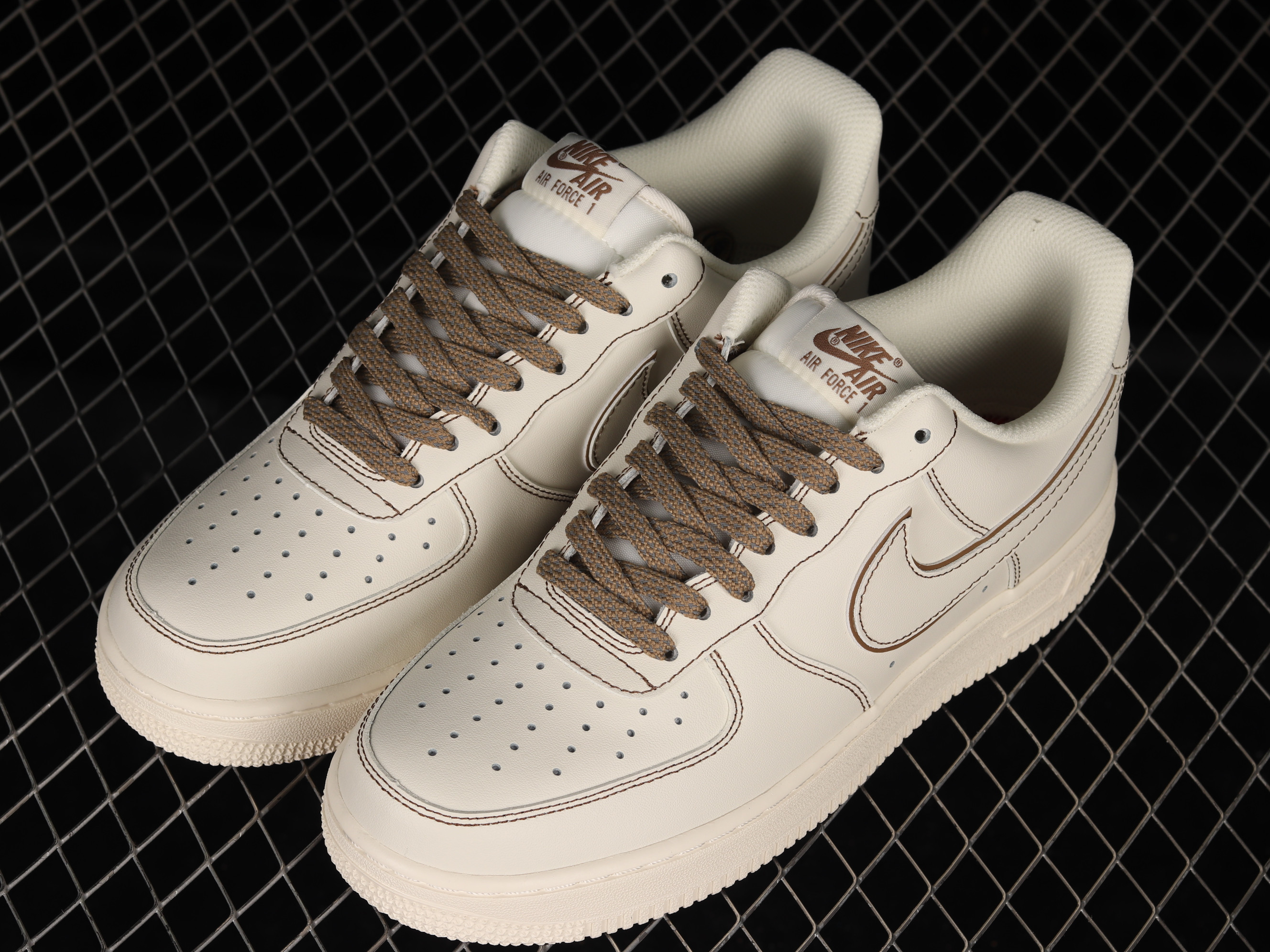 Nike Air Force 1 Low 07 Leather Cream White Beige Shoes Sneakers SNK772696674