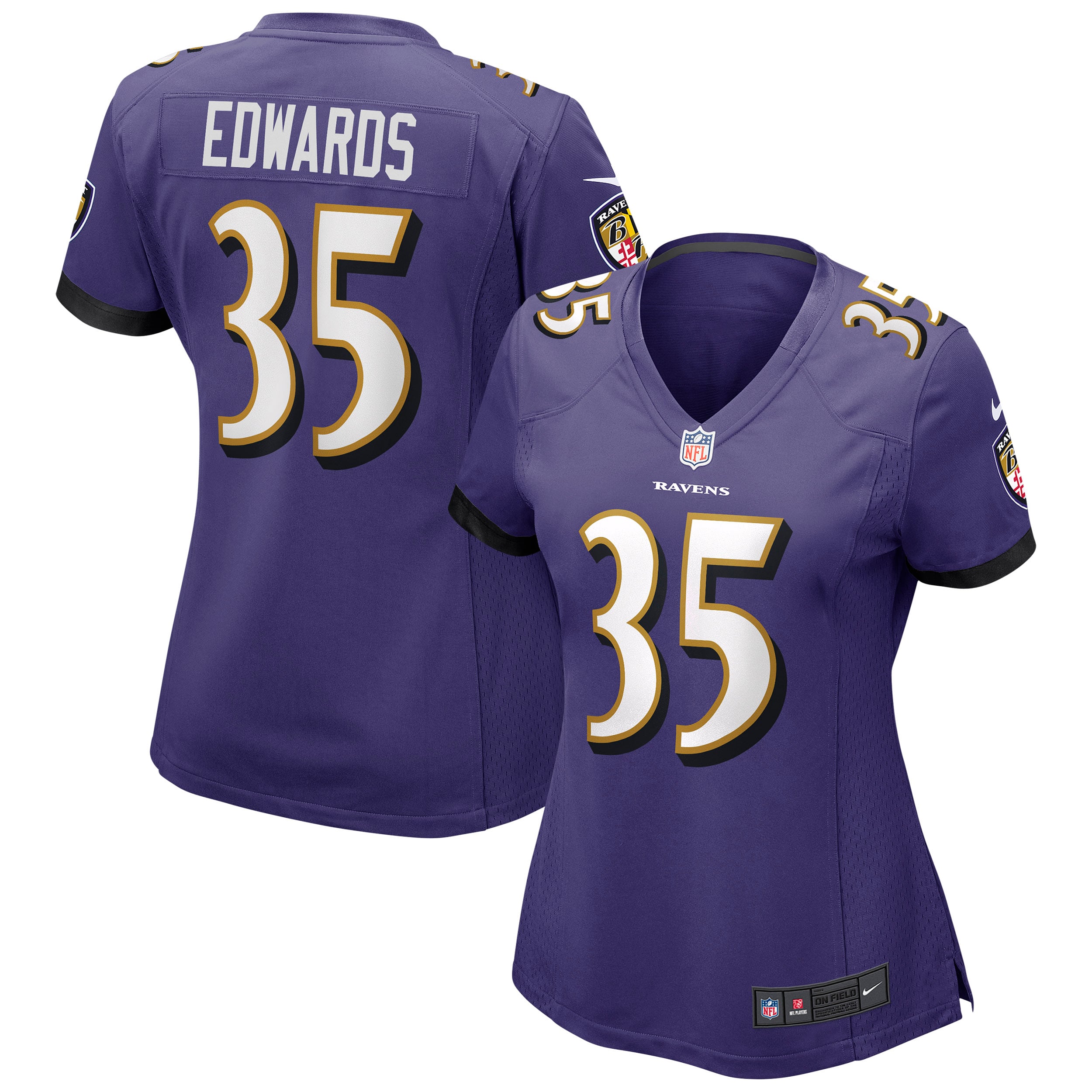 Women’s Baltimore Ravens Gus Edwards Purple Game Jersey