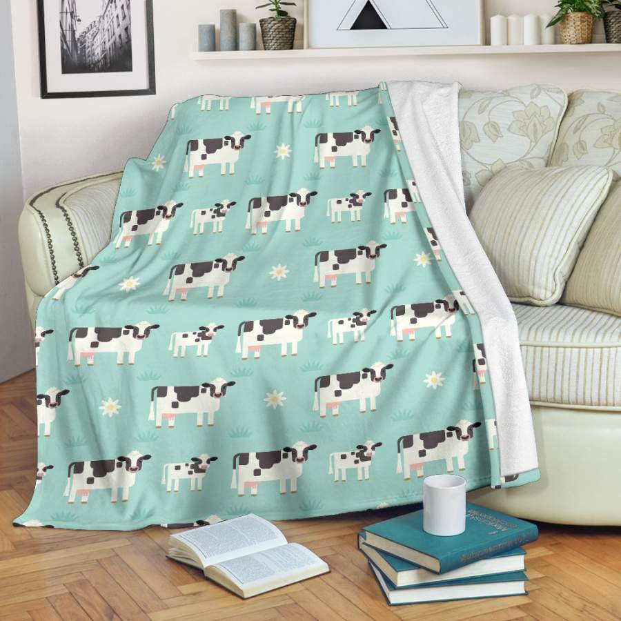 Cute Cow And Baby Cow Pattern Print Blanket