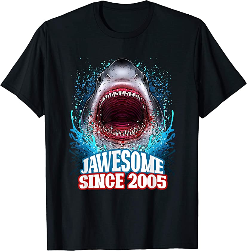 16th Birthday Gift Jawesome Since 2005 Shark 16 Years Old T-Shirt