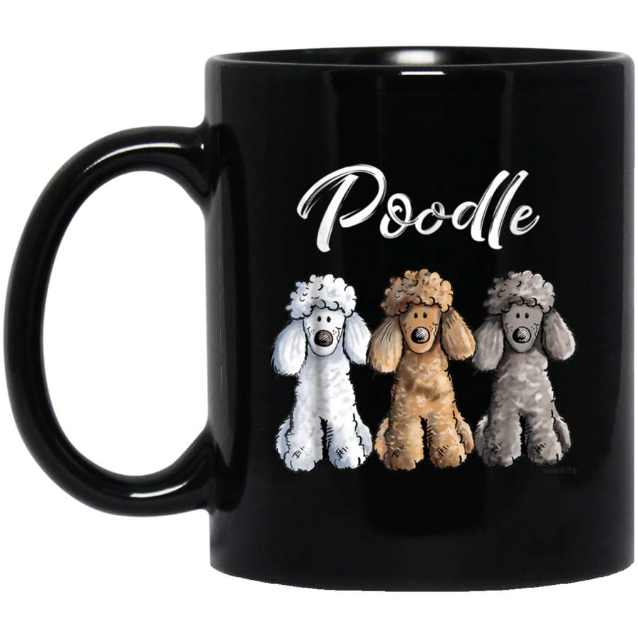 Cute Poodle Caniche Puppy Dogs Gift Women Girl Black Mug