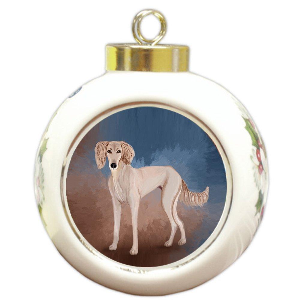 Saluki Puppy Round Ball Christmas Ornament Rbpor48094