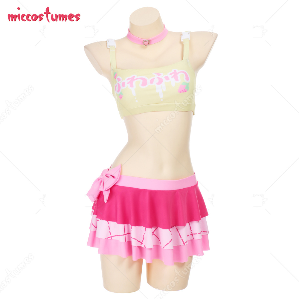 Women Girls Kawaii Two-Piece Swimsuit Camisole and Ruffled Skirt for Bathing suit Harajuku Style alx