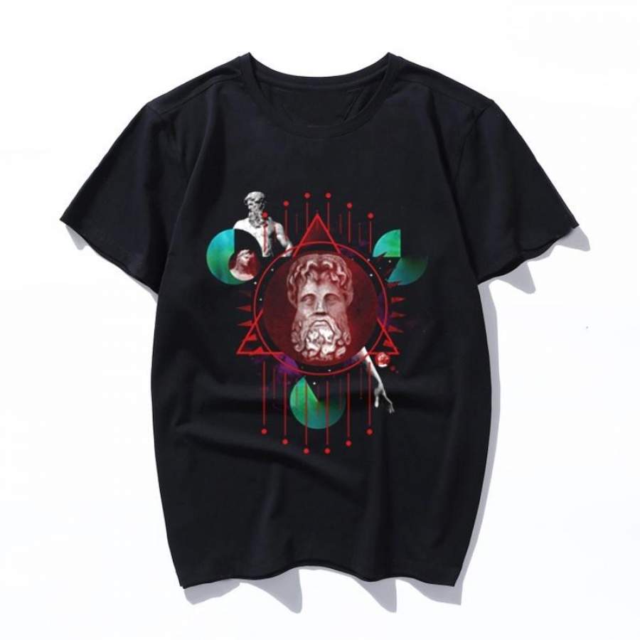 geometric gods i Korean Kpop Tops Female T-shirt Ulzzang Streetwear 80s Funny Shirt 90s Vintage Printed Tshirt Women men