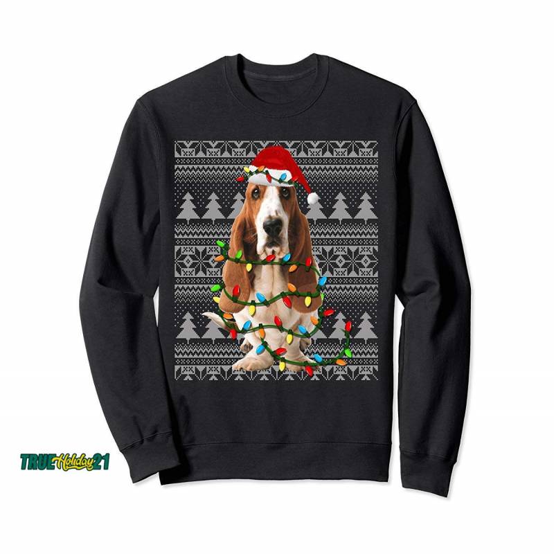 Basset Hound Ugly Christmas Sweater Funny Holiday Sweatshirt