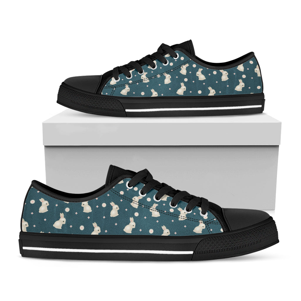 Baby Rabbit Pattern Print Black Low Top Shoes