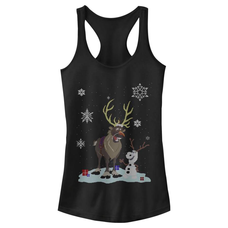 Frozen Junior’s Christmas Sweater Friends  Racerback Tank